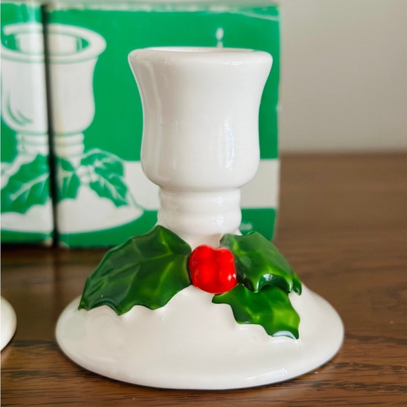 Vintage ceramic Christmas candle holders - Picture 2 of 9